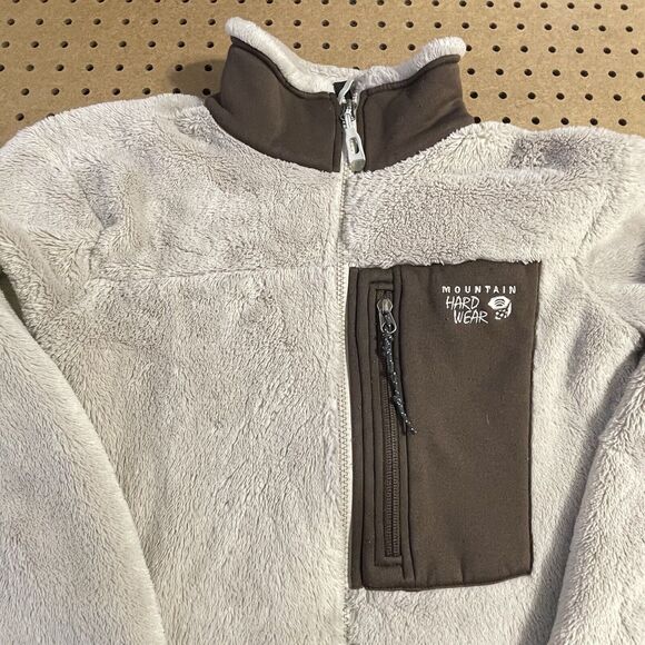 Mountain Hardwear Monkey Jacket Womens Medium Oat Beige Fuzzy Fleece Full Zip - Picture 3 of 12